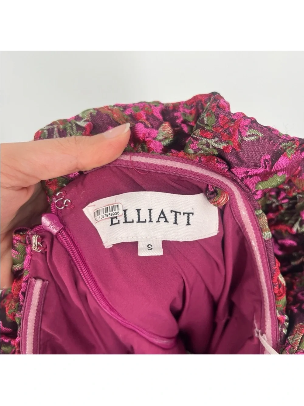 Elliatt Camellia Strapless Pink Floral High-Low Maxi Dress Gown S - Picture 9 of 9